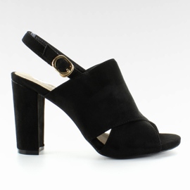 Sandály s širokým podpatkem M227P Černá černý