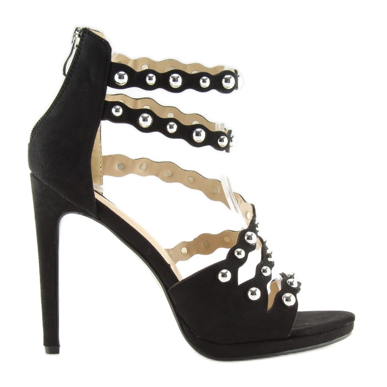 Černé sandály na vysokém podpatku C-37 Black černá