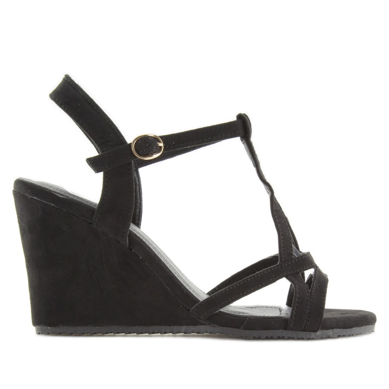 Černé sandály na klínku 266-7 černé černá Černé sandály na klínku 266-7 černé černá