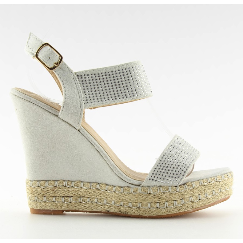 Šedé sandály na klínovém podpatku 3811-7 Grey šedá