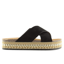 H55 černé espadrilky pantofle černý