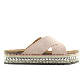 H55 růžové espadrilky pantofle růžový