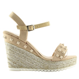 Espadrilky na béžovém klínu TS-16 Beige béžový