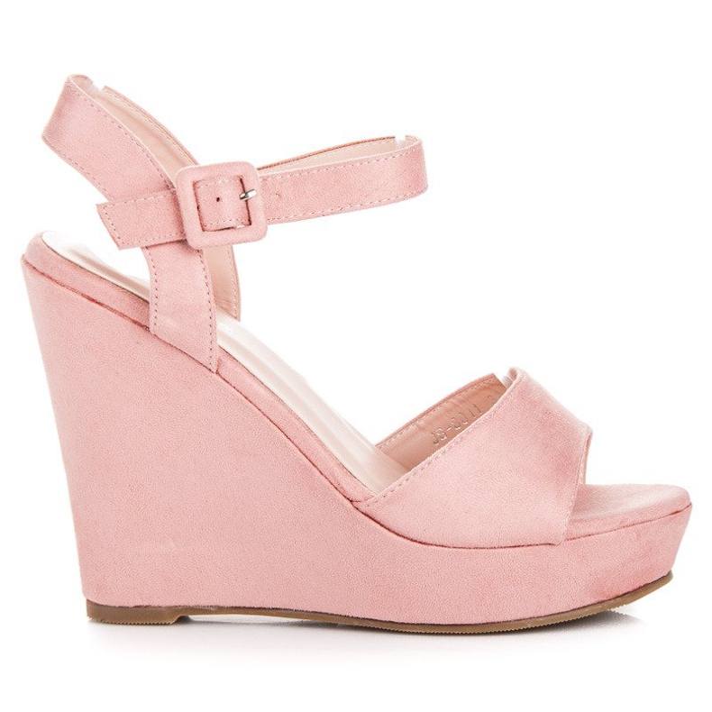 Primavera Semišové sandály na klínku růžový