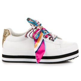 Stylové tenisky na platformě vices bílý Stylové tenisky na platformě vices bílý