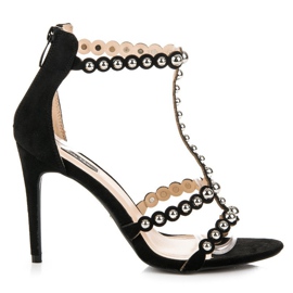 Černé semišové sandály černý