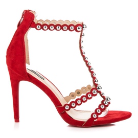 Sandály z červeného semiše červený