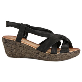 Nazouvací sandály na klínku černý