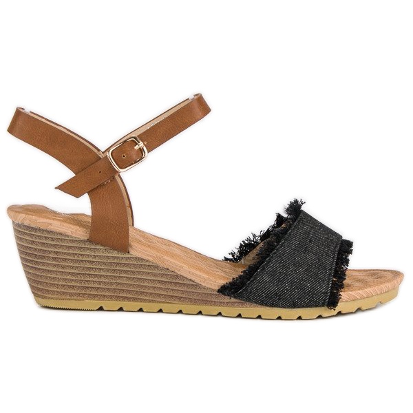 Pohodlné sandály na klínku hnědý Pohodlné sandály na klínku hnědý