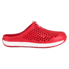 Hasby Červené prolamované pantofle červený