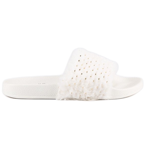 Erynn Bílé žabky s kožíškem bílý