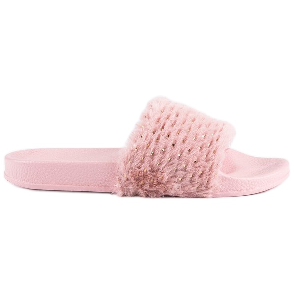 Erynn Růžové žabky s kožíškem růžový