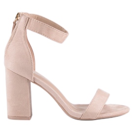 Semišové sandály na zip hnědý