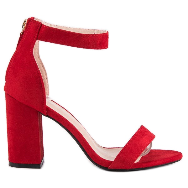 Semišové sandály na zip červené