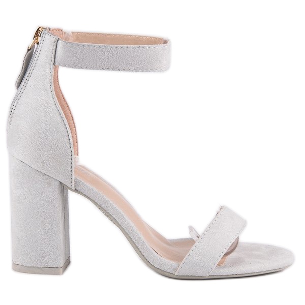 Semišové sandály na zip šedá Semišové sandály na zip šedá