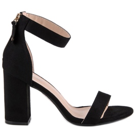 Semišové sandály na zip černý