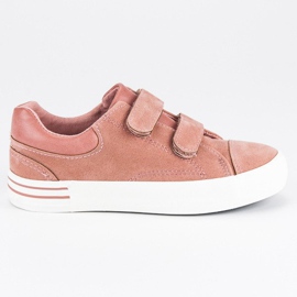 Suede tenisky se suchým zipem růžový