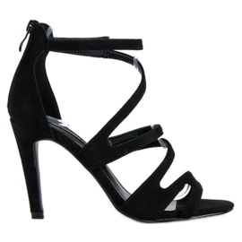Semišové sandály na vysokém podpatku černá