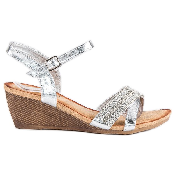 Fama Sandály s ozdobami šedá