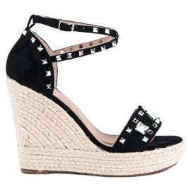 Bestelle Rockové espadrilkové sandály černý
