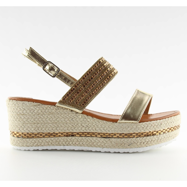 Zlaté sandály espadrilky na klínech GG-52P Gold zlatý