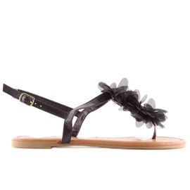 Černé sandály s květinami CK36P černá