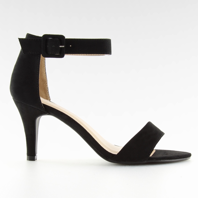 Černé sandály na nízkém podpatku BL076 černá Černé sandály na nízkém podpatku BL076 černá