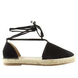 Černé espadrilky se zavazováním na kotníky 431-P černý
