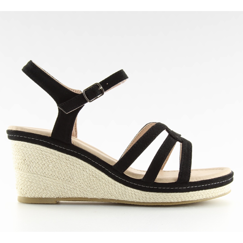 Černé sandály na nízkém klínovém podpatku SR-2817 Black černá