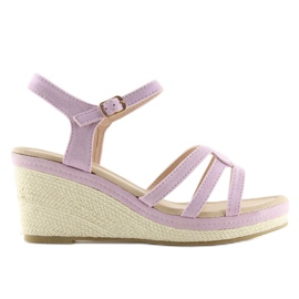 Fialové nízké sandály na klínku SR-2817 Purple fialová