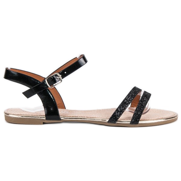 American Club Černé ploché americké sandály černá