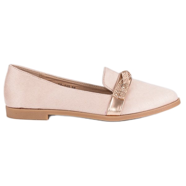 Bestelle Semišové boty s krystaly růžový