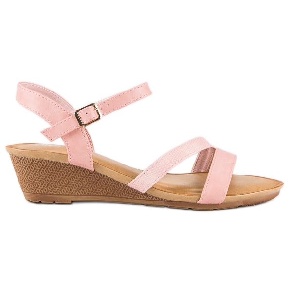 Bello Star Pohodlné sandály na klínku růžový