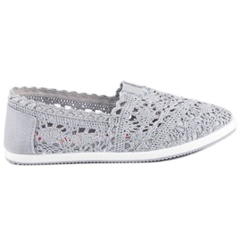 Šedé krajkové balerínky šedá