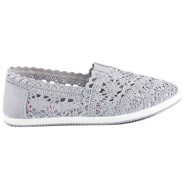 Šedé krajkové balerínky šedá