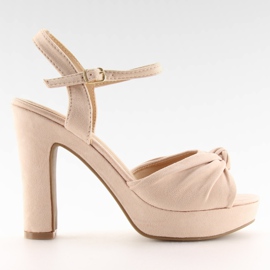 Béžové sandály na sloupku BJ1603-SD béžové béžový