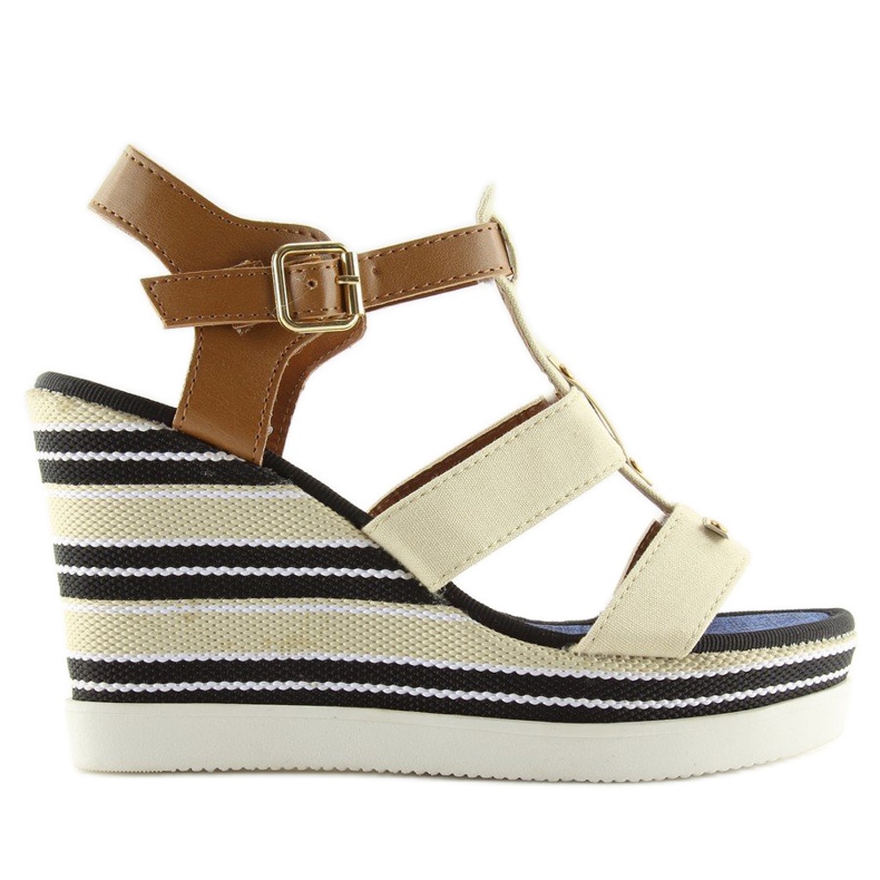 Béžové sandály na klínku YQ05 Beige béžový