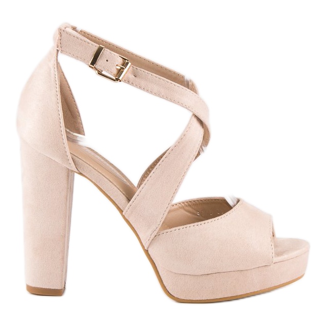 Sandály na vysokém sloupku hnědý vícebarevný