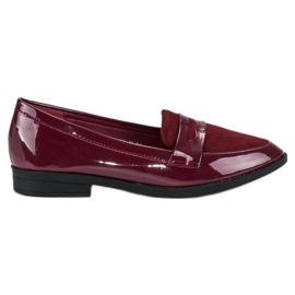 Best Shoes Vínové lakované mokasíny vícebarevný červený