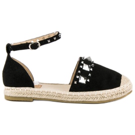 Ploché espadrilkové sandály černá