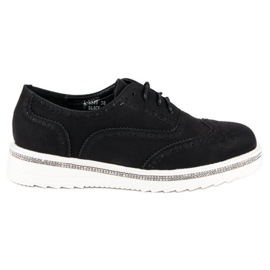Ideal Shoes Černé boty na šněrování černý