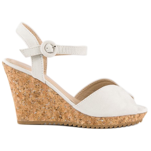 Sandály na korkovém klínovém podpatku šedá Sandály na korkovém klínovém podpatku šedá