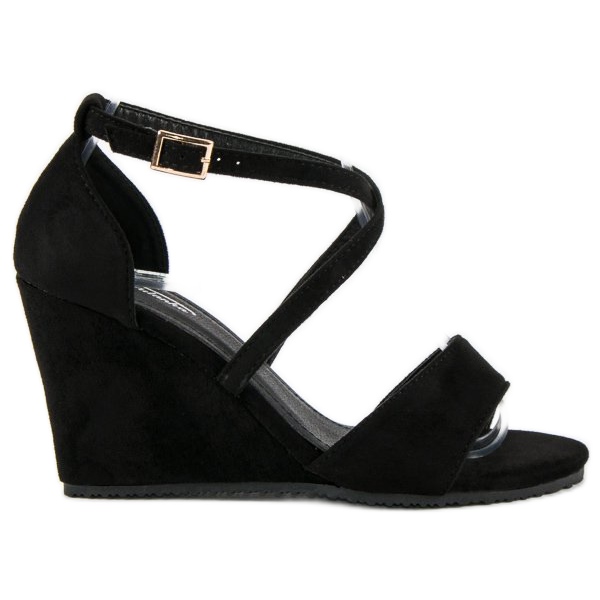 Černé semišové sandály černá