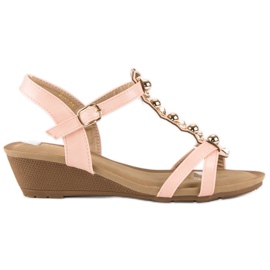 Růžové sandály na klínku růžový Růžové sandály na klínku růžový
