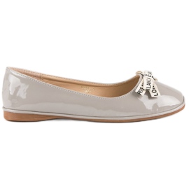 Ideal Shoes Šedé lakované baleríny šedá Ideal Shoes Šedé lakované baleríny šedá