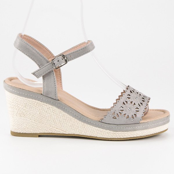 Ideal Shoes Šedé espadrilky na klínku šedá