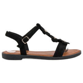 L. Lux. Shoes Semišové ploché sandály černý
