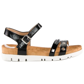 Forever Folie Černé sandály s kamínky černá