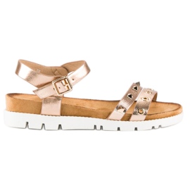 Forever Folie Růžové sandály s kamínky růžový