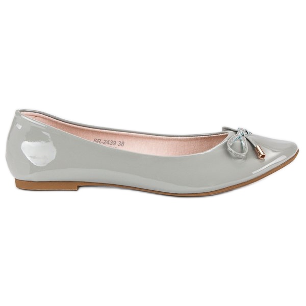 Ideal Shoes Šedé lakované baleríny šedá